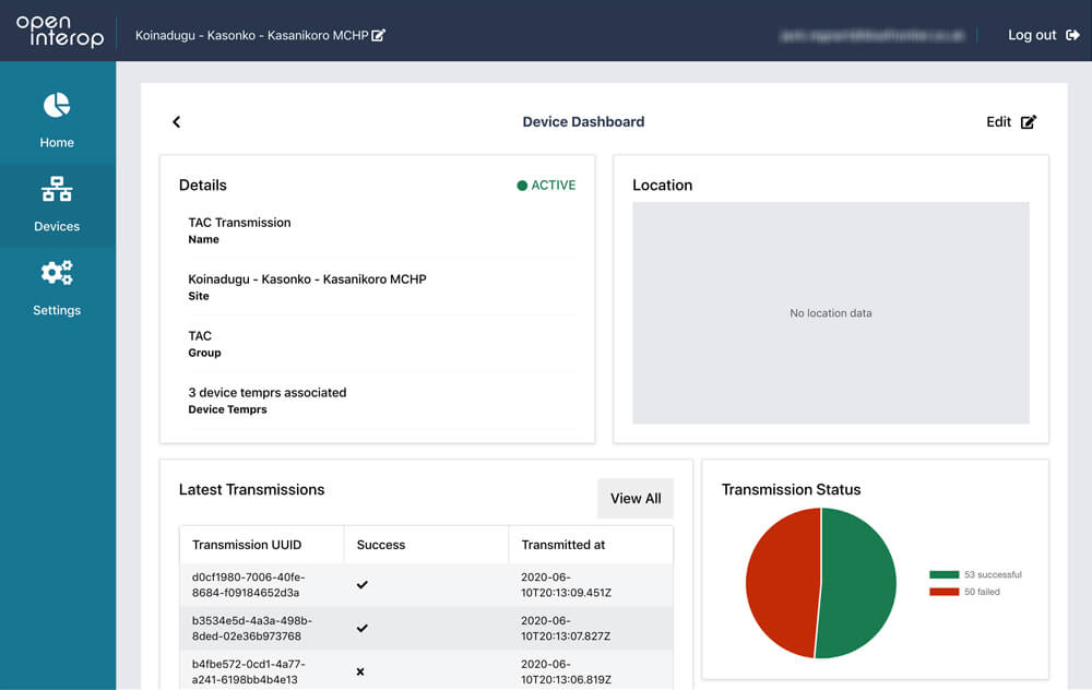action open interop device dashboard